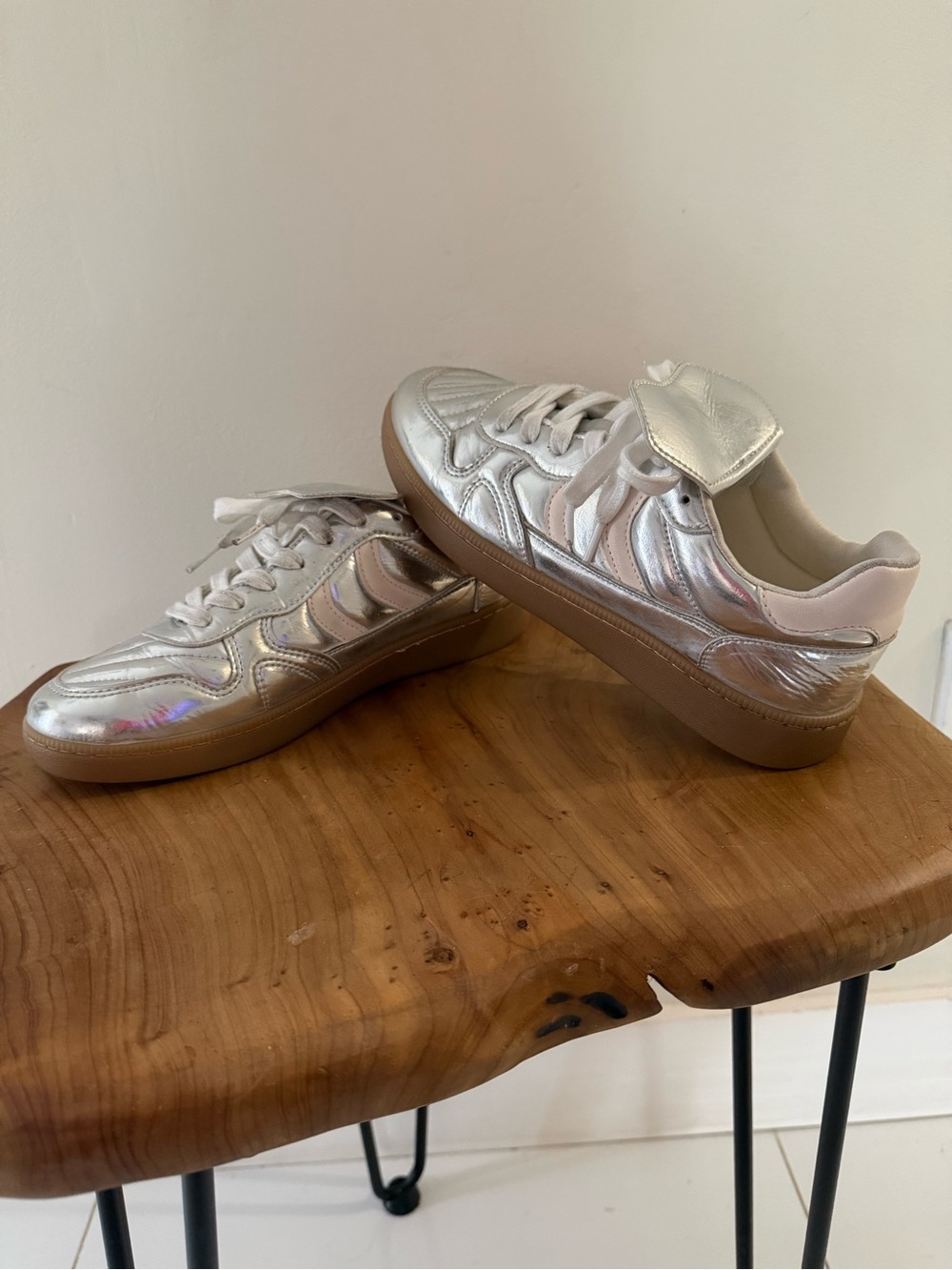 Madden Girl Silver Metallic Platform Sneakers